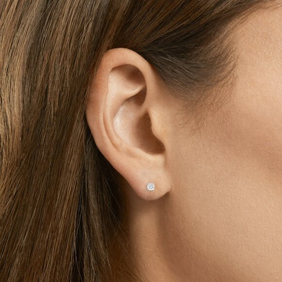 Believe in Brilliance Silver Plated CZ Interlocking Pendant & Earrings Set New - Picture 5 of 6